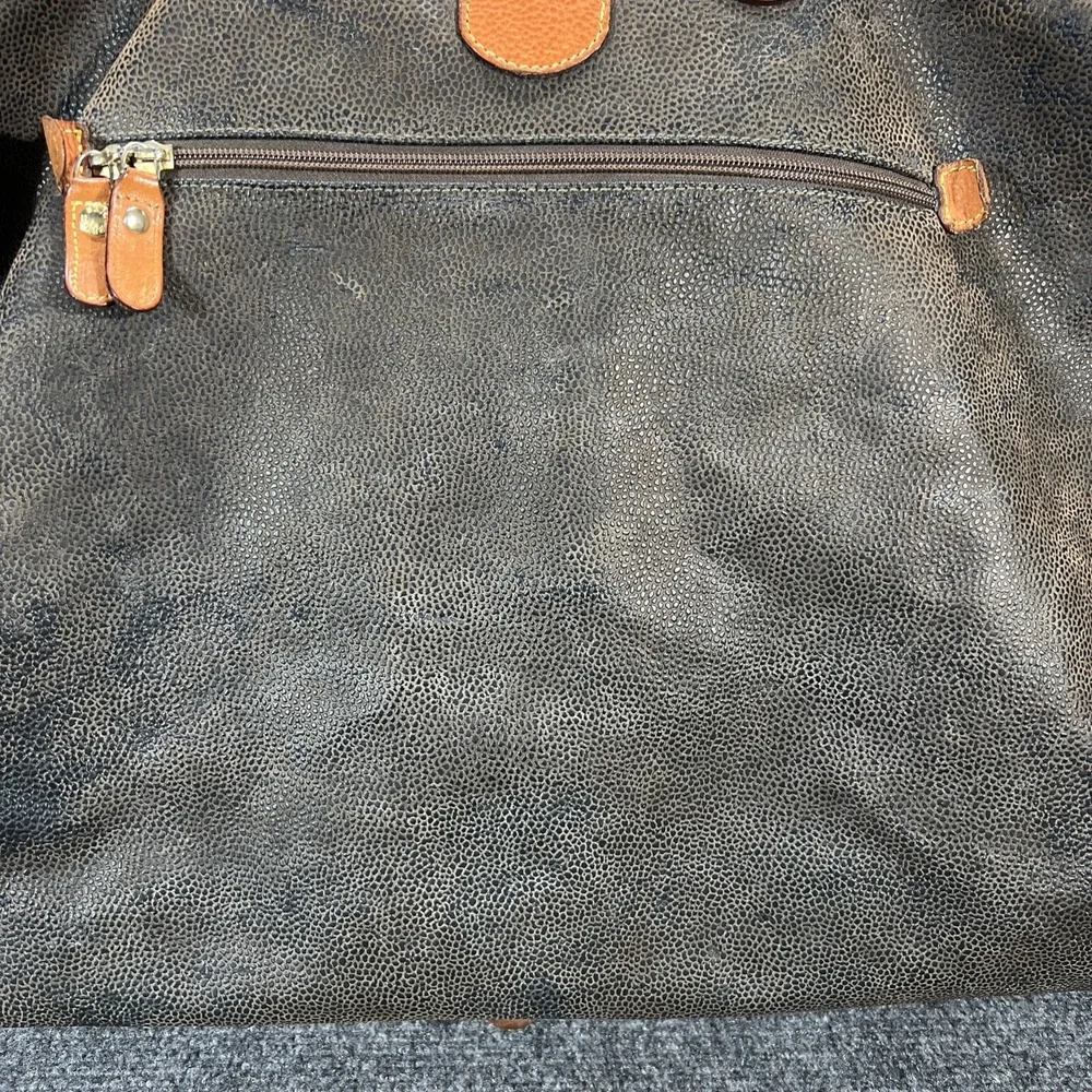 Brics Travel Weekend Bag Pebbled Leather Duffel Made In Italy 24